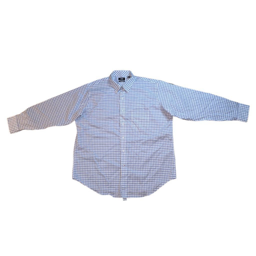 Men's Berkeley Jensen Blue Gingham Button Down Shirt Size XL